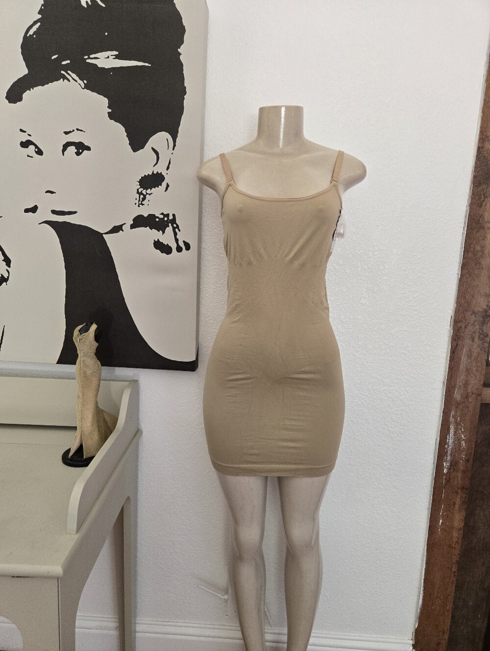 NWT Beige Bodycon Slip Dress - Classic Layering Dress Size Large